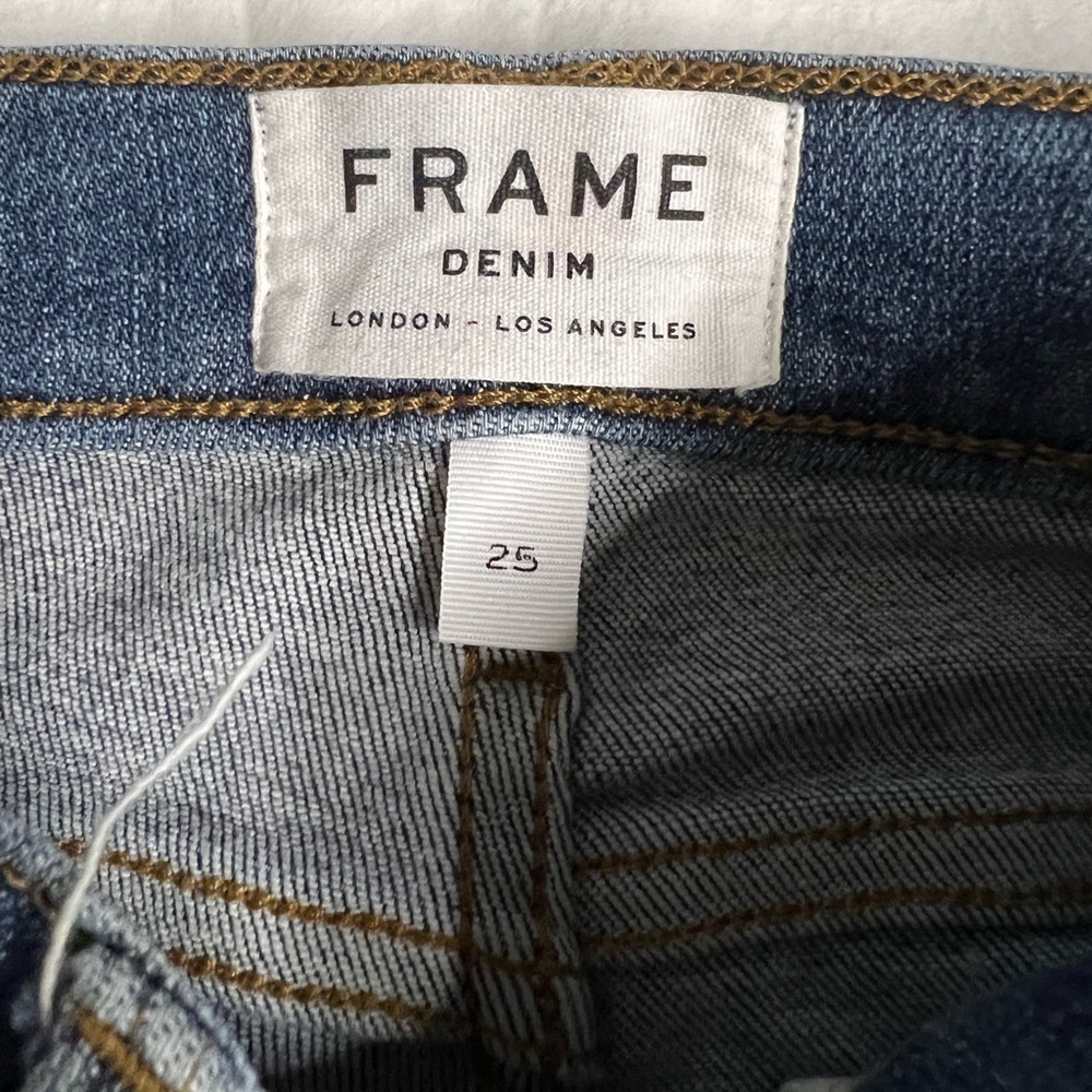 Frame Le High Skinny Distressed Blue Jeans 25 - Picture 4 of 12